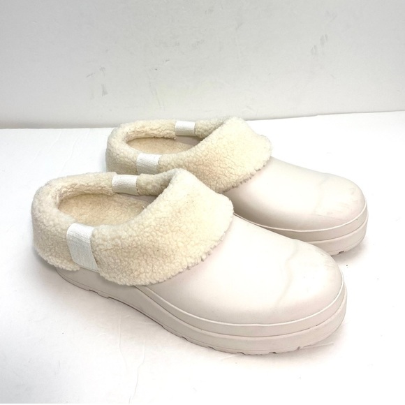 HUNTER White Play Vegan Shearling Insulated Clogs Slides In Cream Size 9 - Picture 3 of 13
